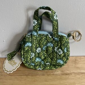 The Darling Effect NWT Itty Bitty Duffel Bag Charm Green Flowers 4.5”